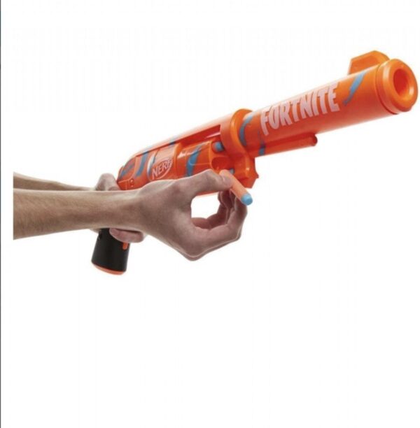 nerf fortnite, 6 sh blaster avec revêtement camo pulse, mécanisme de frappe, canon rotatif, 6 fléchettes nerf elite, multicolore f2678eu5