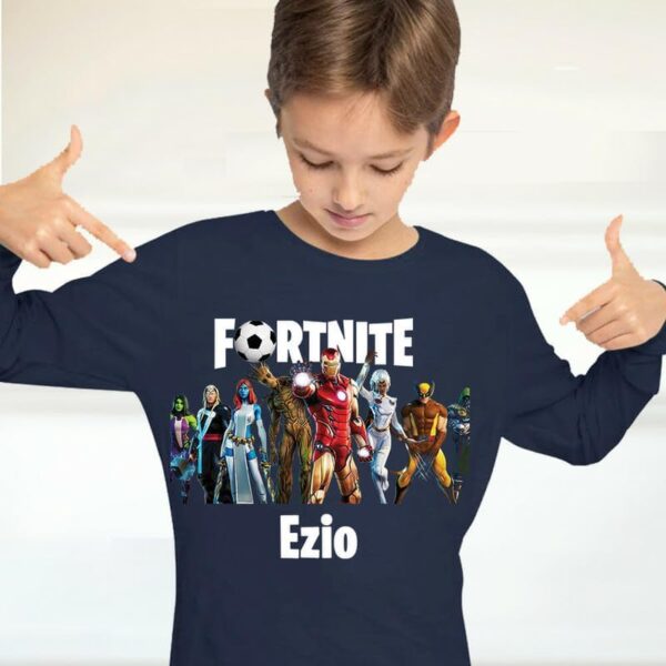 chemise personnalisée marvel fortnite t shirt imprimé avec texte prénom pour enfants...