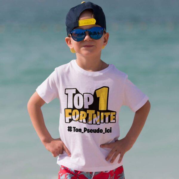 t shirt enfant personnalisé top 1 battle royale avec votre pseudo personnalisé