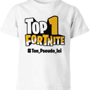 t shirt enfant personnalisé top 1 battle royale avec votre pseudo personnalisé