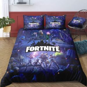 meiju parure de lit personnalisée avec housse rigide en microfibre et oreillers, parure de lit imprimée en 3d pour adultes, enfants, filles et garçons (fortnite 9, 220 x 240 cm), bleu, 220 x 240 cm, 3 pièces