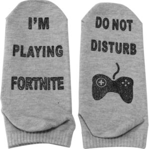 lichuanuk chaussettes pour hommes nouveauté humour drôle, je joue à fortnite, cadeau pour hommes papa drôle idée de cadeau d'anniversaire collège meilleur ami frère, gris