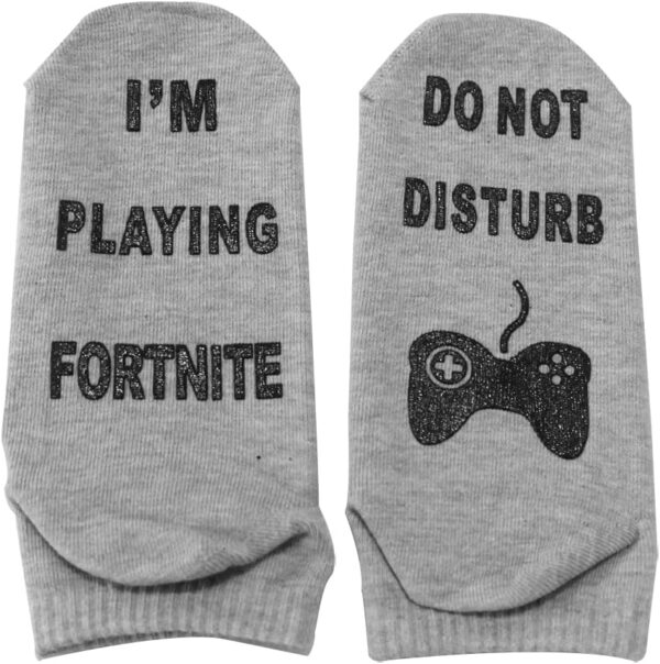 lichuanuk chaussettes pour hommes nouveauté humour drôle, je joue à fortnite, cadeau pour hommes papa drôle idée de cadeau d'anniversaire collège meilleur ami frère, gris