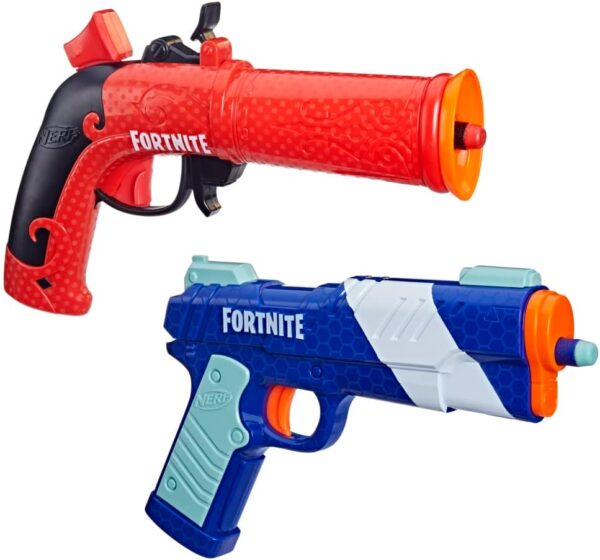 nerf fortnite dual pack, comprend 2 nerf blasters et 6 fléchettes en mousse nerf elite