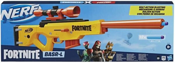 nerf fortnite basr l, bolt on et magazine blaster, comprend une vue amovible, un chargeur à 6 fléchettes, un nerf elite à 12 fléchettes multicolore