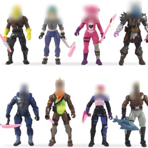 bsnrdx figurine fortnite, mode squad légendaire de la série micro, jouet, modèle de personnage de jeu, huit figurines très détaillées de 10 cm avec outils de récolte, pour garçons et filles, 8 pièces