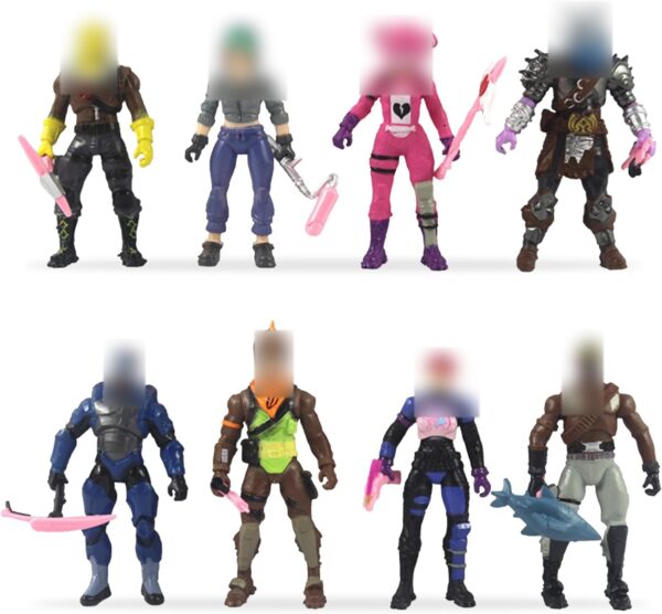 bsnrdx figurine fortnite, mode squad légendaire de la série micro, jouet, modèle de personnage de jeu, huit figurines très détaillées de 10 cm avec outils de récolte, pour garçons et filles, 8 pièces