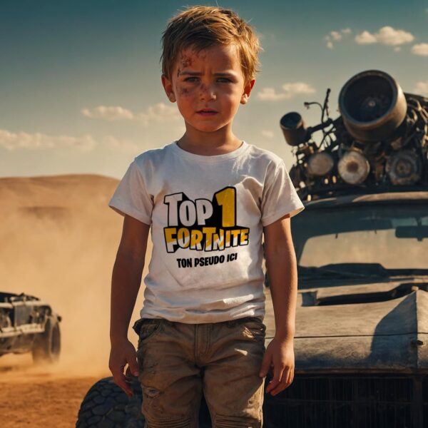 t shirt enfant personnalisé top 1 battle royale avec votre pseudo personnalisé