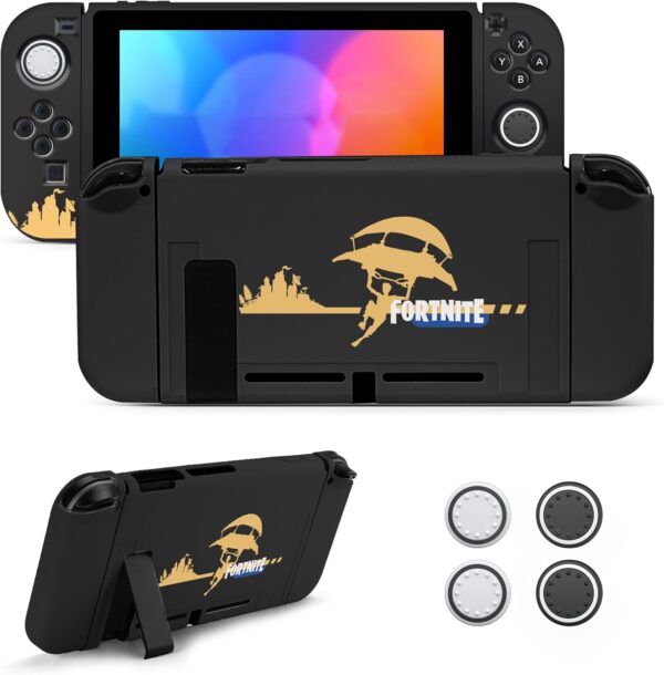 jingdu coque compatible avec nintendo switch ns, nintendo switch ns dockable case avec 4 poignées, coque épaisse, étui de protection pour modèle switch ns, fortnite