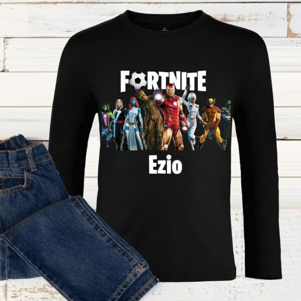 chemise personnalisée marvel fortnite t shirt imprimé avec texte prénom pour enfants...