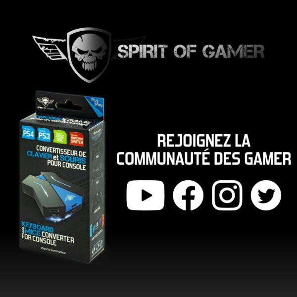 spirit of gamer adaptateur clavier souris compatible ps4/ps3/switch/manette xbox convertisseur console de jeux vidéo jouez avec le clavier et la souris grâce à crossgame 1