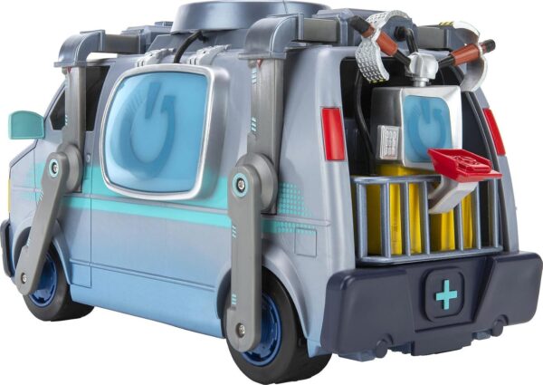 fornite fnt0732 fortnite feature deluxe van, véhicule électronique avec figurines et accessoires articulés reboot recruit (jonesy) de 4 pouces, multicolore