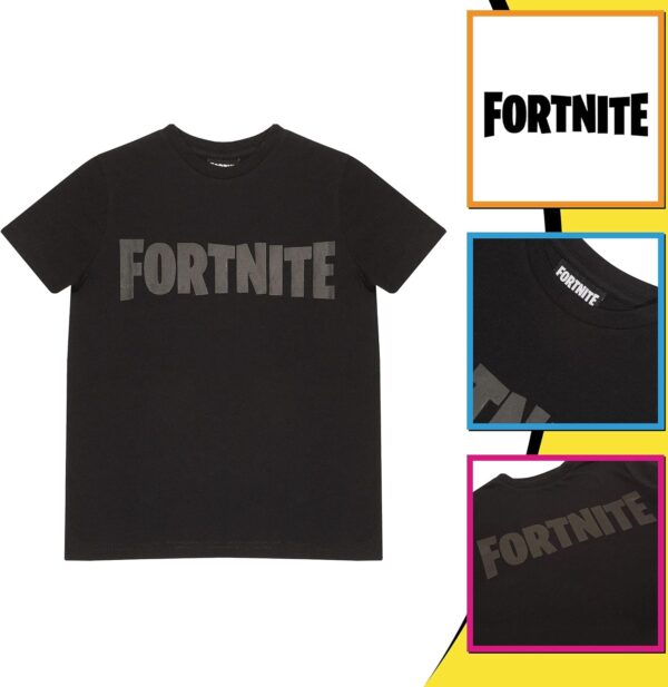 fortnite text logo t shirt garçon noir/noir 14 15 ans