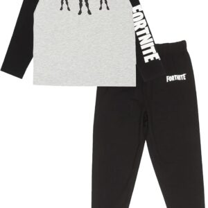 fortnite flossing emotes ensemble pyjama long pour garçons noir/gris chiné 8 9 ans | cadeaux de joueur ps4 ps5 xbox, pyjamas d'école, vêtements pour enfants, idée de cadeau d'anniversaire pour enfants