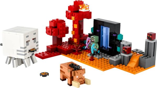 lego minecraft nether portal ambush jouet de construction avec scènes de bataille et figurines hoglin figure cadeau pour garçons et filles âgés de 8 ans et plus 21255