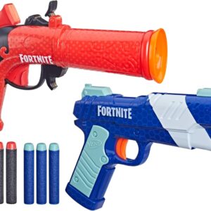 nerf fortnite dual pack, comprend 2 nerf blasters et 6 fléchettes en mousse nerf elite