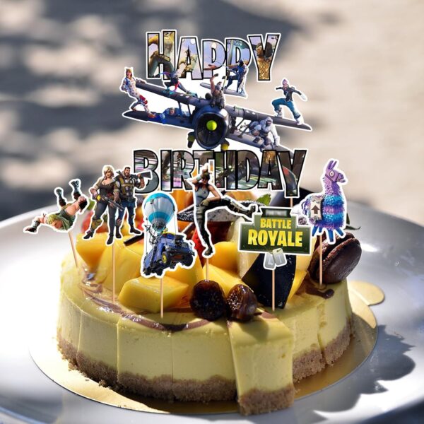 ctxtqtdt fortnite décoration de gâteau d'anniversaire garçon fille, joyeux anniversaire fortnite décoration de gâteau, gâteau pour enfants fournitures de fête d'anniversaire (a)