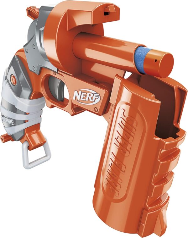 nerf fortnite flare dart blaster s'ouvre pour charger, comprend 3 poignées officielles accustrike mega darts primer multicolore