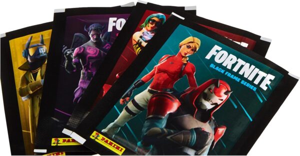 panini france sa fortnite autocollants série cadre noir 50 pochettes, 003986box50f