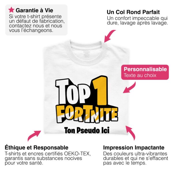 chemise personnalisée top 1 battle royale avec votre surnom personnalisé