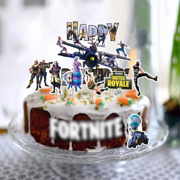 ctxtqtdt fortnite décoration de gâteau d'anniversaire garçon fille, joyeux anniversaire fortnite décoration de gâteau, gâteau pour enfants fournitures de fête d'anniversaire (a)