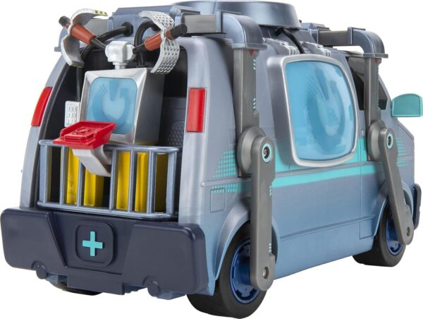 fornite fnt0732 fortnite feature deluxe van, véhicule électronique avec figurines et accessoires articulés reboot recruit (jonesy) de 4 pouces, multicolore