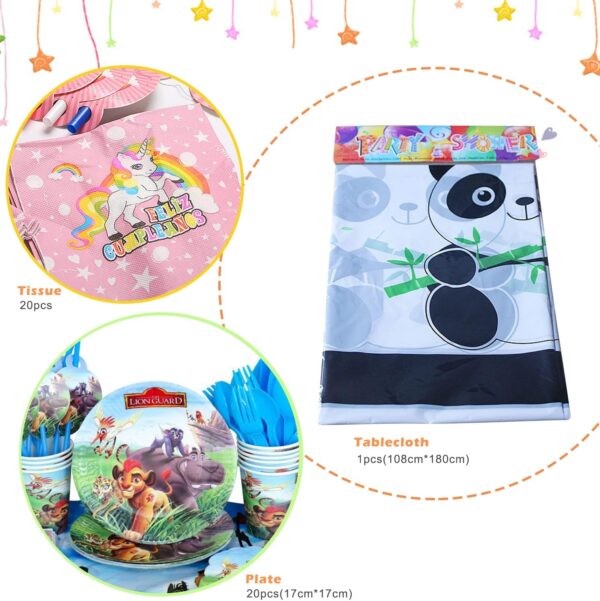 qemsele vaisselle pour enfants/vaisselle de fête, 1 nappe + 20 assiettes et 20 serviettes décoration de fête joyeux anniversaire fournitures de fête (fortnite)