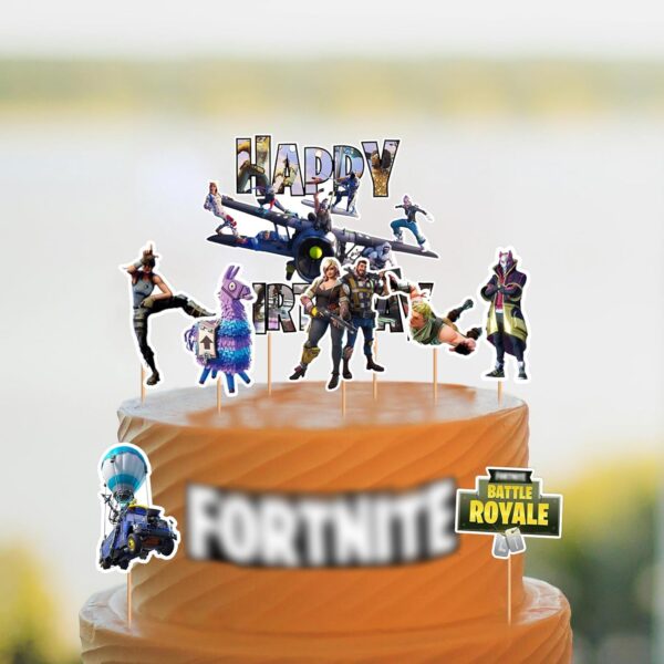 ctxtqtdt fortnite décoration de gâteau d'anniversaire garçon fille, joyeux anniversaire fortnite décoration de gâteau, gâteau pour enfants fournitures de fête d'anniversaire (a)