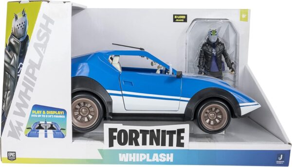 véhicule whiplash joy ride (bleu et blanc), véhicule avec figurine x lord de 10 cm