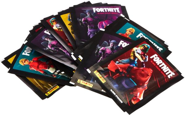 panini france sa fortnite autocollants série cadre noir 50 pochettes, 003986box50f