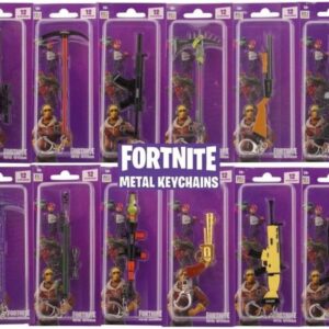 porte clés de collection fortnite fantasy, armes 3d avec porte clés pistolet, cicatrice, pioche, cadeau original pour enfants 1 article au choix aléatoire pmi 3761 as multicolore 12 cm