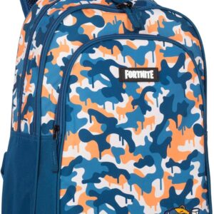 sac à dos scolaire fortnite blue camo deux poches principales et une poche avant adaptable aux poussettes intérieur doublé bretelles et dos rembourrés 42x32x20 cm sacs à jouets