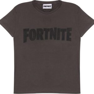 fortnite text logo girls shirt charcoal mode fille