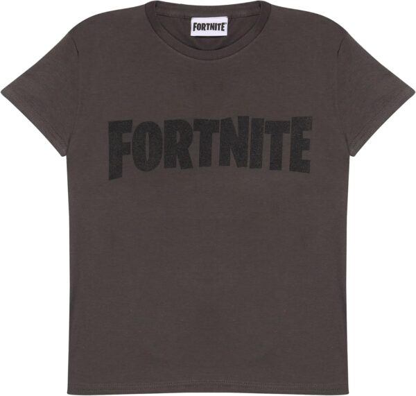 fortnite text logo girls shirt charcoal mode fille