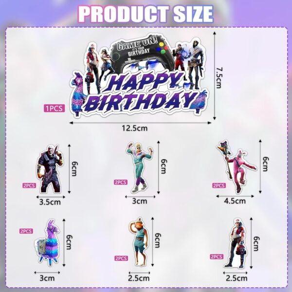 ctxtqtdt 13 pièces décorations de gâteau d'anniversaire fortnit pour garçons et filles, décorations de gâteau fortnit joyeux anniversaire, décorations de gâteau pour fournitures de fête d'anniversaire d'enfants (a)