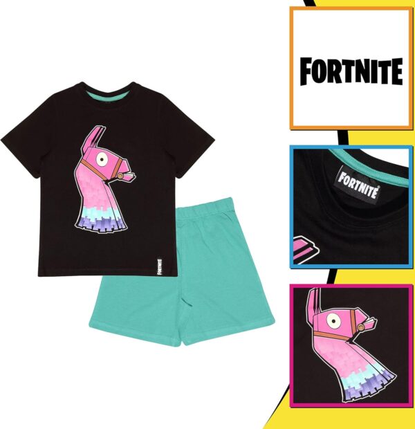 fortnite glow in the dark ensemble de pyjama court pour garçon noir/sarcelle 122