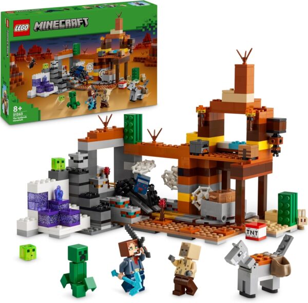 lego minecraft badlands mine jouet enfant 8 ans inspiré du jeu vidéo set d'exploration de la mine pour garçons et filles set de construction à partir de 8 ans riche en aventures 21263