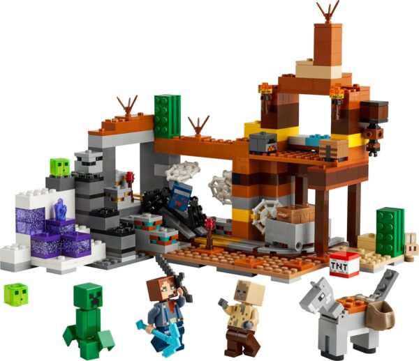 lego minecraft badlands mine jouet enfant 8 ans inspiré du jeu vidéo set d'exploration de la mine pour garçons et filles set de construction à partir de 8 ans riche en aventures 21263