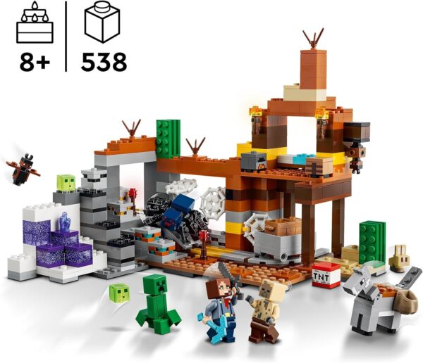 lego minecraft badlands mine jouet enfant 8 ans inspiré du jeu vidéo set d'exploration de la mine pour garçons et filles set de construction à partir de 8 ans riche en aventures 21263