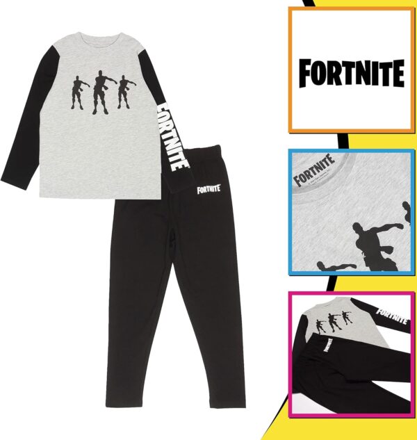 fortnite flossing emotes ensemble pyjama long pour garçons noir/gris chiné 8 9 ans | cadeaux de joueur ps4 ps5 xbox, pyjamas d'école, vêtements pour enfants, idée de cadeau d'anniversaire pour enfants