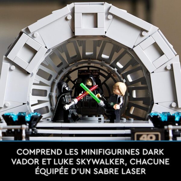 lego star wars diorama de la salle du trône de l'empereur kit de modèle à construire 40e anniversaire du retour du jedi avec les figurines du personnage culte luke skywalker et dark vador 75352