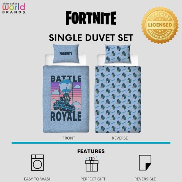 character world fortnite parure de lit officielle battle royale pour enfants, réversible 2 faces avec oreiller assorti | polycoton