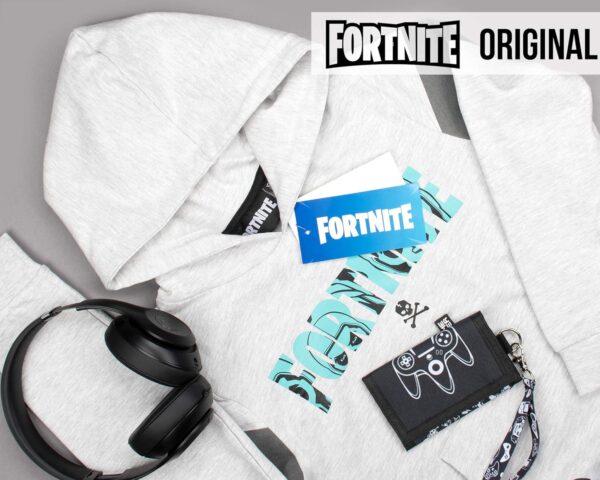 sweat à capuche fortnite, gris