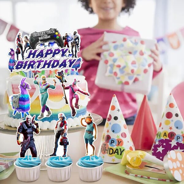 ctxtqtdt 13 pièces décorations de gâteau d'anniversaire fortnit pour garçons et filles, décorations de gâteau fortnit joyeux anniversaire, décorations de gâteau pour fournitures de fête d'anniversaire d'enfants (a)