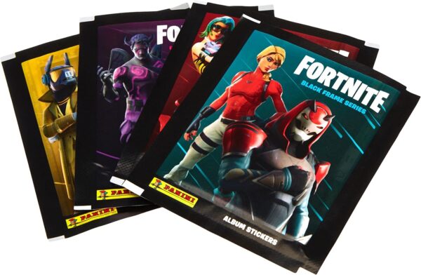 panini france sa fortnite autocollants série cadre noir 50 pochettes, 003986box50f