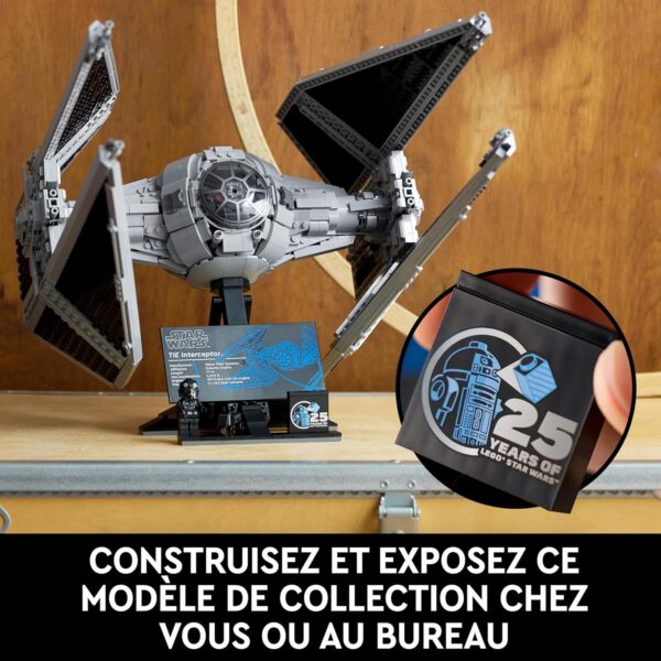 lego star wars tie interceptor bâtiment pour adultes ultimate collector series s réplique de chasseur en brique à construire, collectionner et exposer 75382