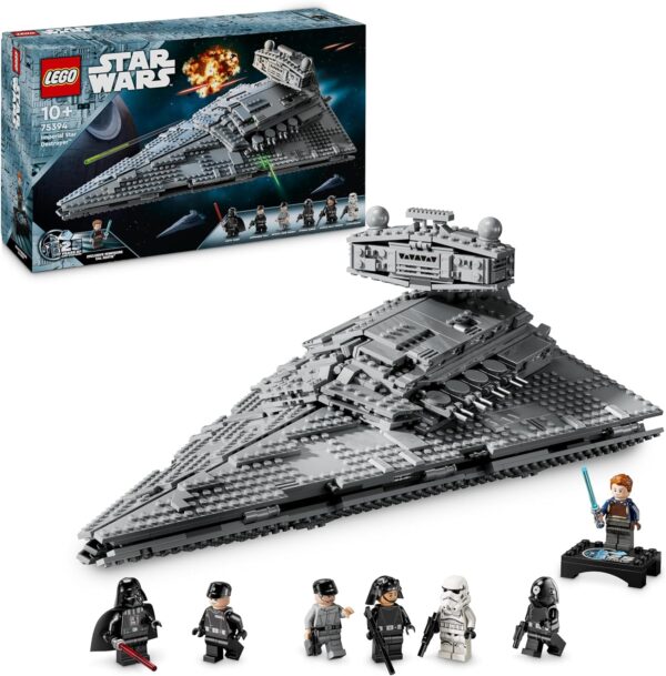 lego star wars le destroyer stellaire de classe impériale vaisseau à construire pour les enfants à partir de 10 ans, personnages de dark vador et cal kestis idée cadeau pour garçons et filles 75394