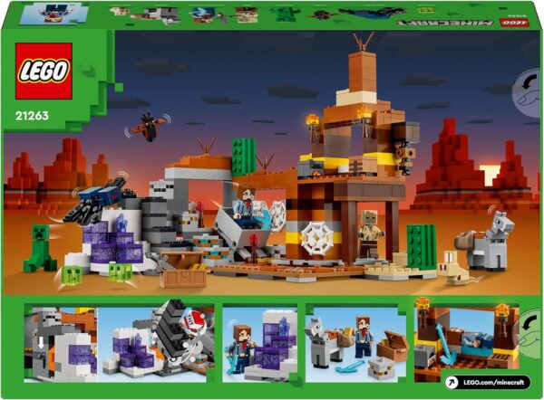 lego minecraft badlands mine jouet enfant 8 ans inspiré du jeu vidéo set d'exploration de la mine pour garçons et filles set de construction à partir de 8 ans riche en aventures 21263