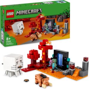 lego minecraft nether portal ambush jouet de construction avec scènes de bataille et figurines hoglin figure cadeau pour garçons et filles âgés de 8 ans et plus 21255