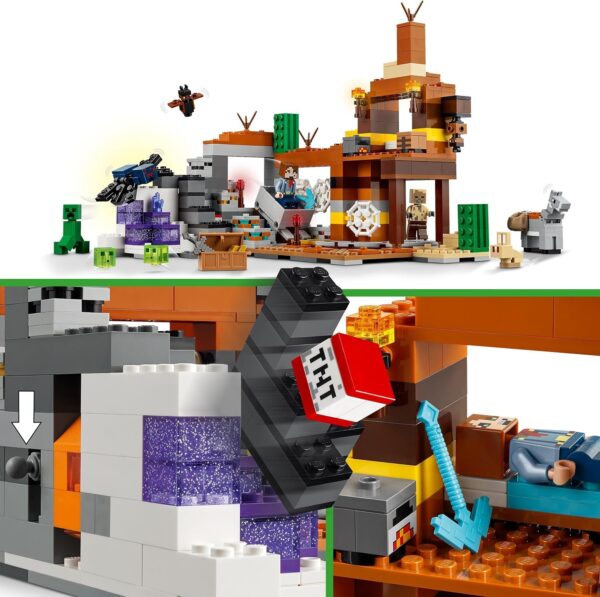 lego minecraft badlands mine jouet enfant 8 ans inspiré du jeu vidéo set d'exploration de la mine pour garçons et filles set de construction à partir de 8 ans riche en aventures 21263